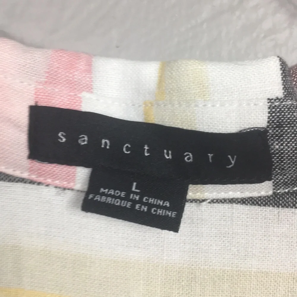 Sanctuary Striped Pastel Short Sleeve Tie Shirt